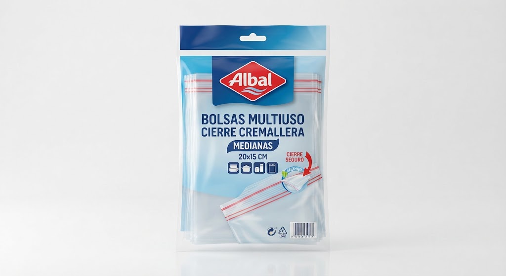Albal Bolsas Multiuso Cierre Cremallera Medianas 20x15 CM