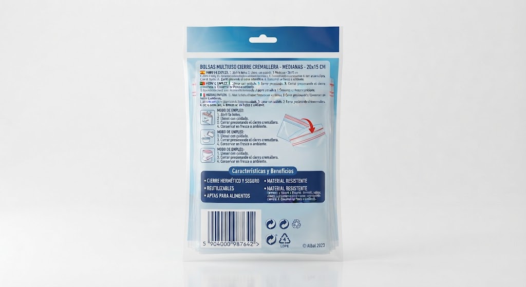 Albal Bolsas Multiuso Cierre Cremallera Medianas 20x15 CM