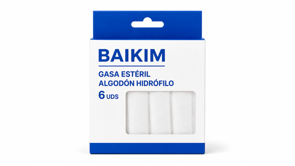 Baikim Gasa Esteril Algodon Hidrofilo 6 uds