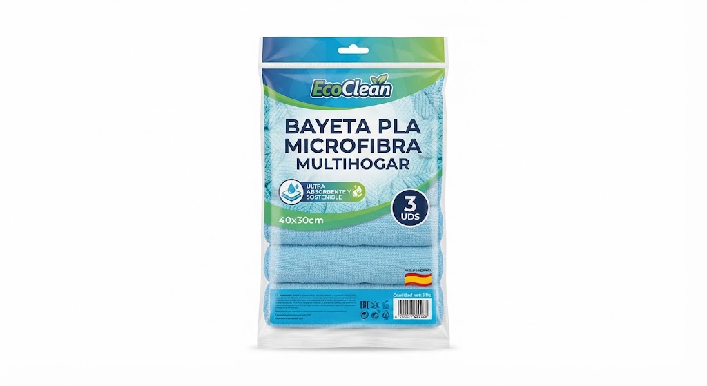 Bayeta PLA Microfibra Multihogar 40cm / 30cm / 3 UDS