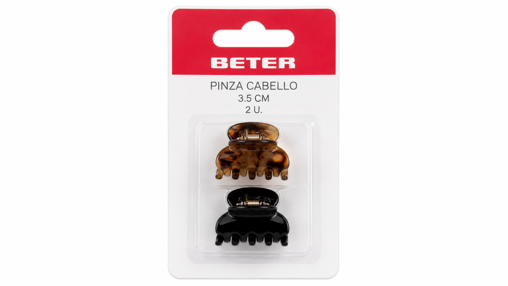 Beter Pinza Cabello Imitacion Concha/negro 3.5 CM / 2 U.