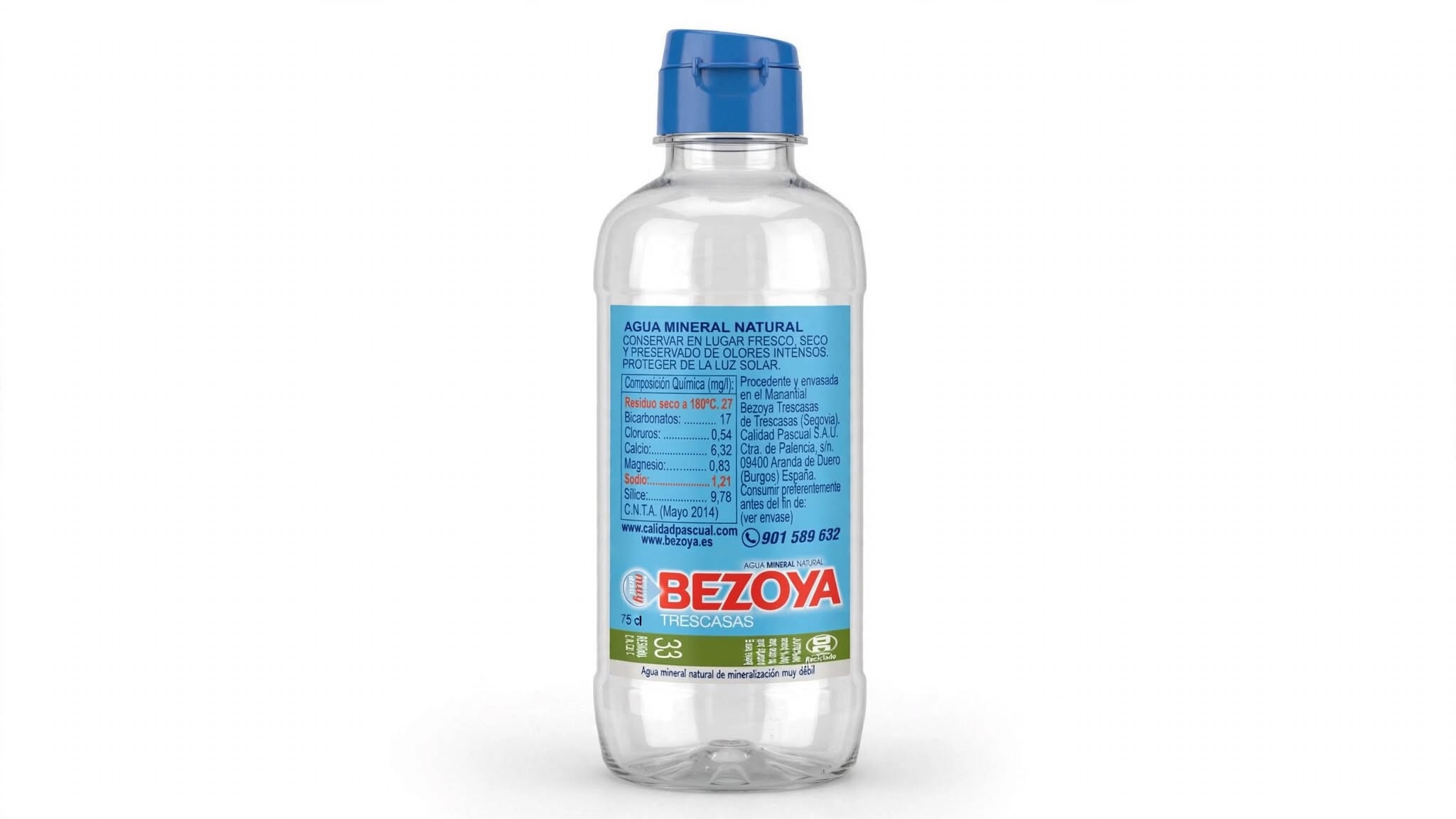 Agua Mineral Natural Bezoya Tapón Sport 75 cl