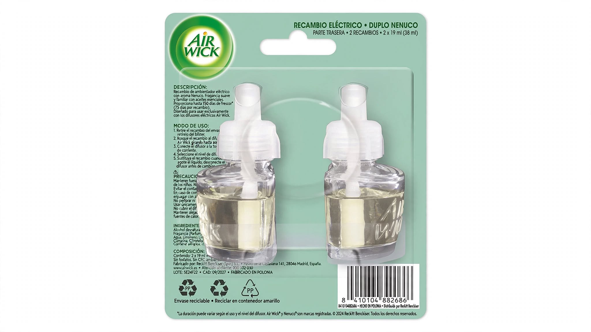 Air Wick Recambio Eléctrico Duplo Nenuco