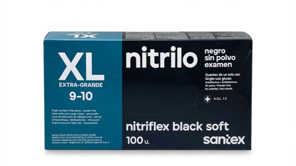 Santex Guantes Nitrilo Nitriflex Negra Extra Large 100uds