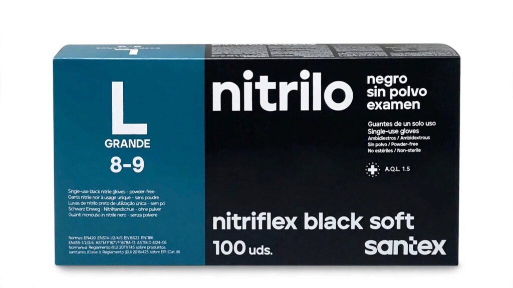 Santex Guantes Nitrilo Nitriflex Negra Large 100uds