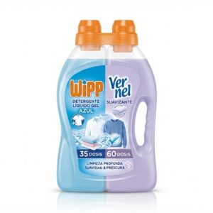 Wipp Detergente Líquido Gel Azul + Vernel Suavizante 35 Dosis / 60 Dosis Botella Plástico
