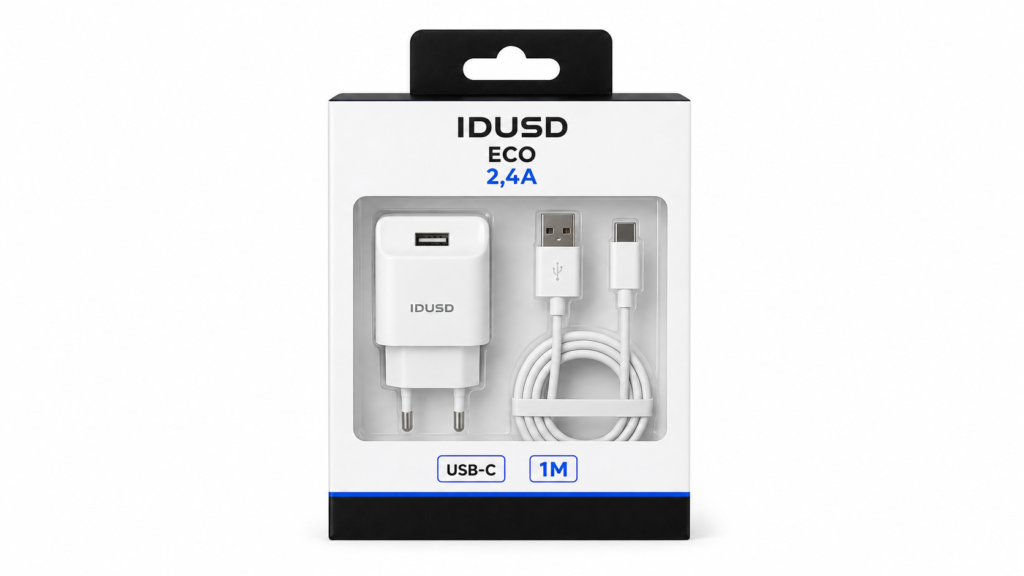 Idusd Cargador ECO 2,4A + Cable USB-C 1M