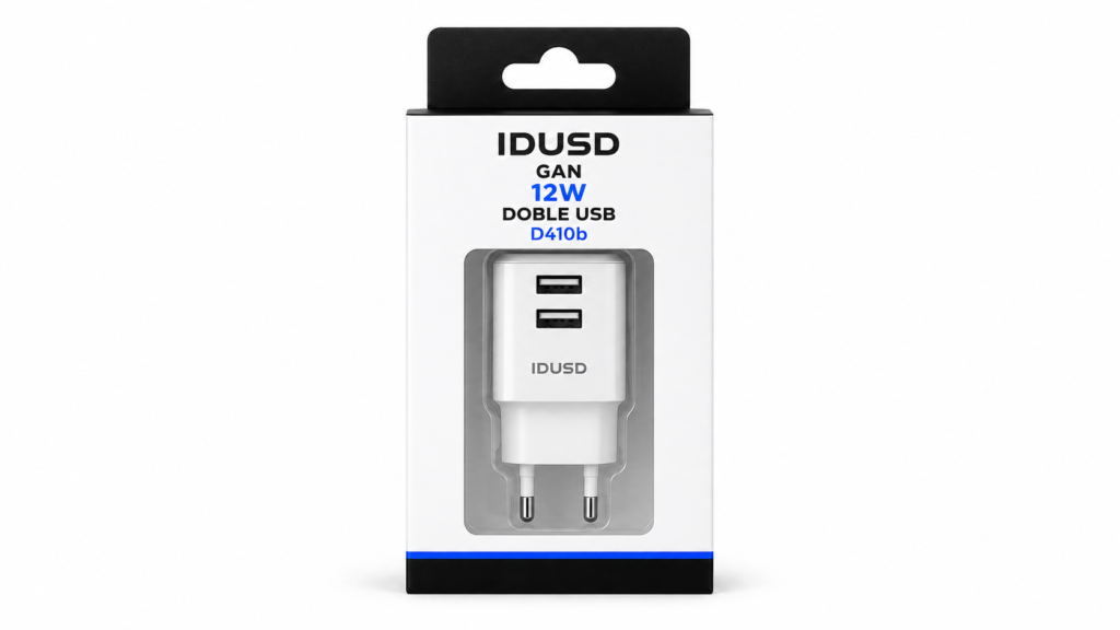 Idusd Cargador GAN 12W Doble USB D410b
