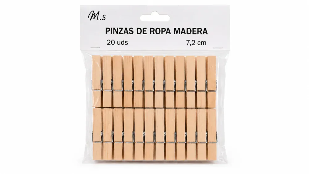 M.s Pinzas Ropa Madera 20 Uds / 7,2cm