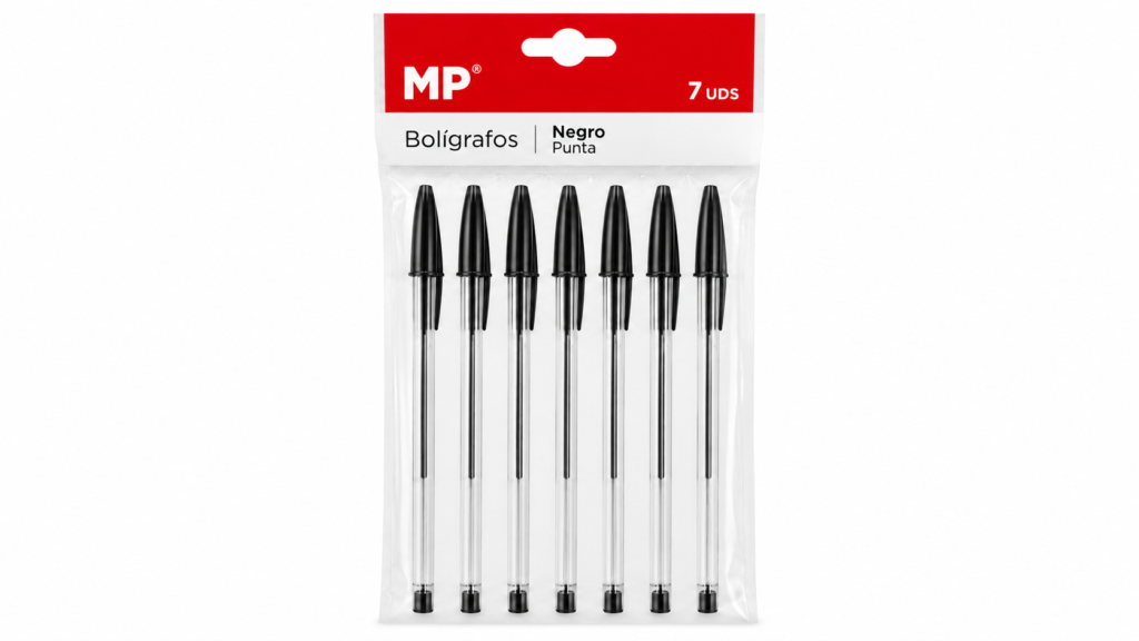 MP Bolígrafos Negro Punta 7 uds