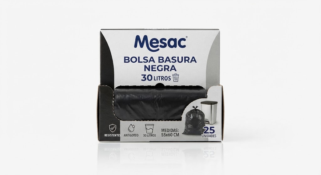 Mesac Bolsa Basura Negra 58cm 25 Uds 30L