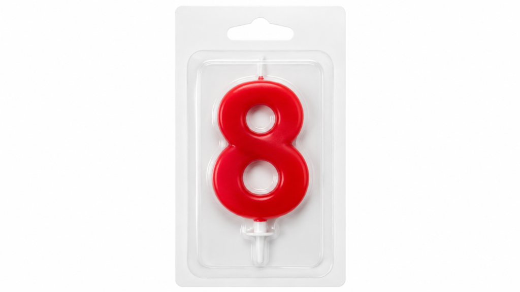 Party Products Vela Color Rojo Nº 8