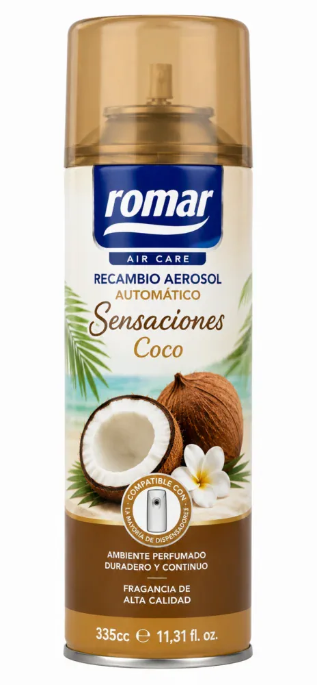Romar Recambio Aerosol Aut Sensaciones Coco 335cc Spray