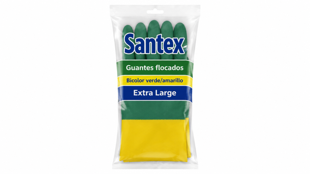 Santex Guantes Flocado Bicolor Verd./Amar. Extra Large