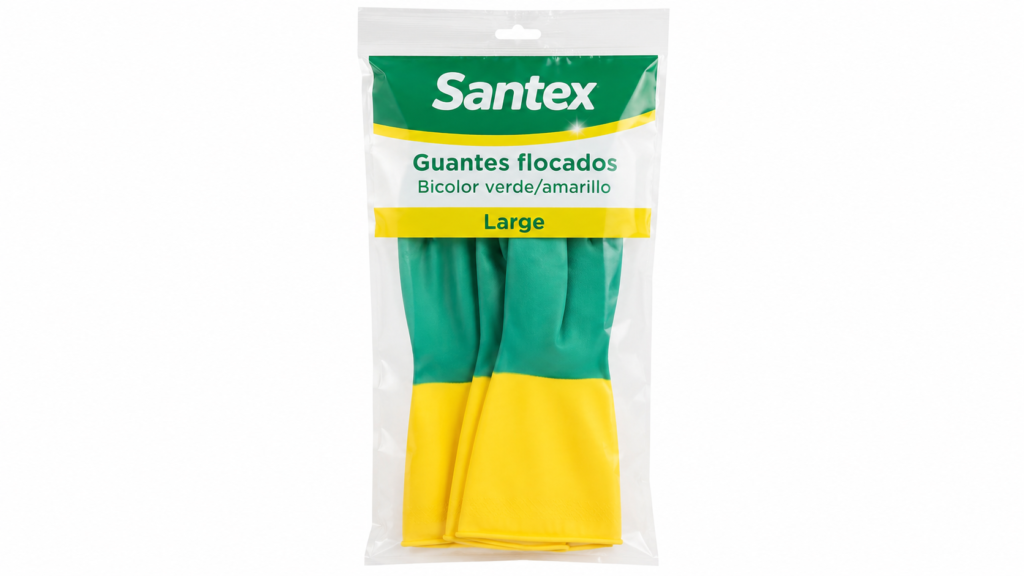 Santex Guantes Flocado Bicolor Verd./Amar. Large