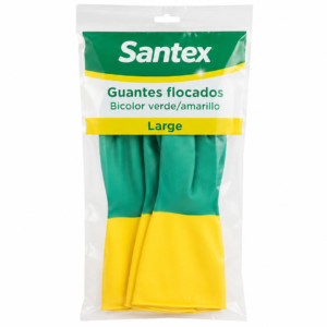 Santex Guantes Flocado Bicolor Verd./Amar. Large