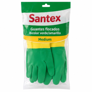 Santex Guantes Flocado Bicolor Verd./Amar. Medium