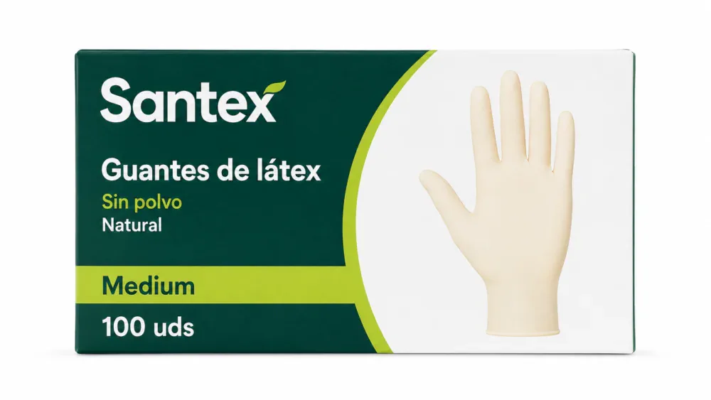 Santex Guantes Latex sin Polvo Natural Medium 100uds
