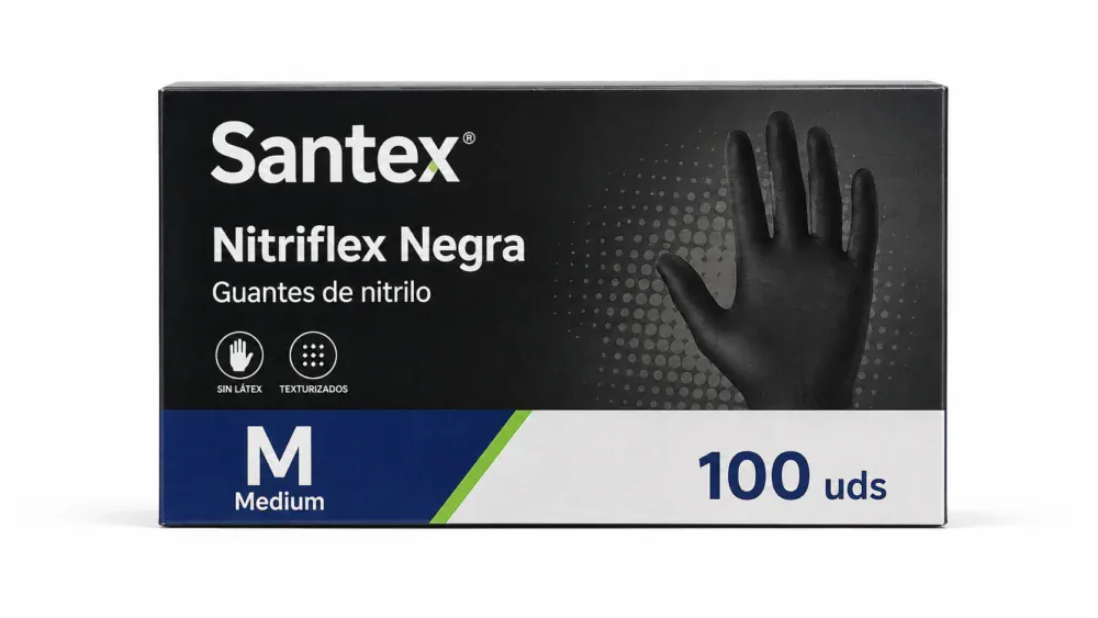 Santex Guantes Nitrilo Nitriflex Negra Medium 100uds