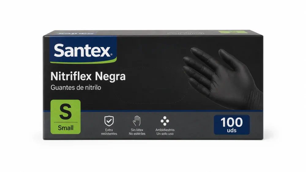 Santex Guantes Nitrilo Nitriflex Negra Small 100uds