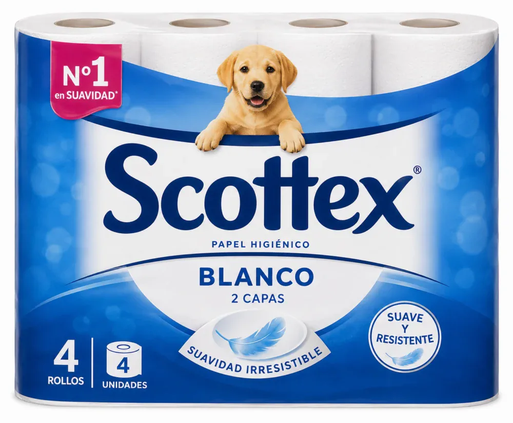 Scottex Papel Higienico Blanco 2 Capas 4 uds