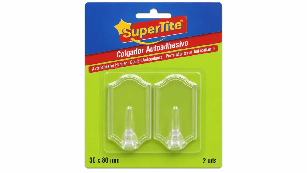Super Tite Colgador Transparente 30x80mm 2UDS